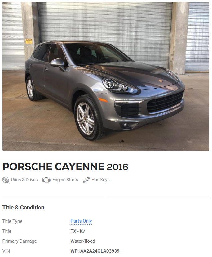 [UWAGA] Porsche Cayenne z USA, VIN